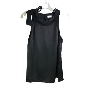 November Four Top Womens Size XS Black Shoulder Tie Sleeveless Button Back NWT